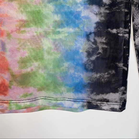 Muti-Colour Sheer Long Sleeve Top - Picture 4 of 5